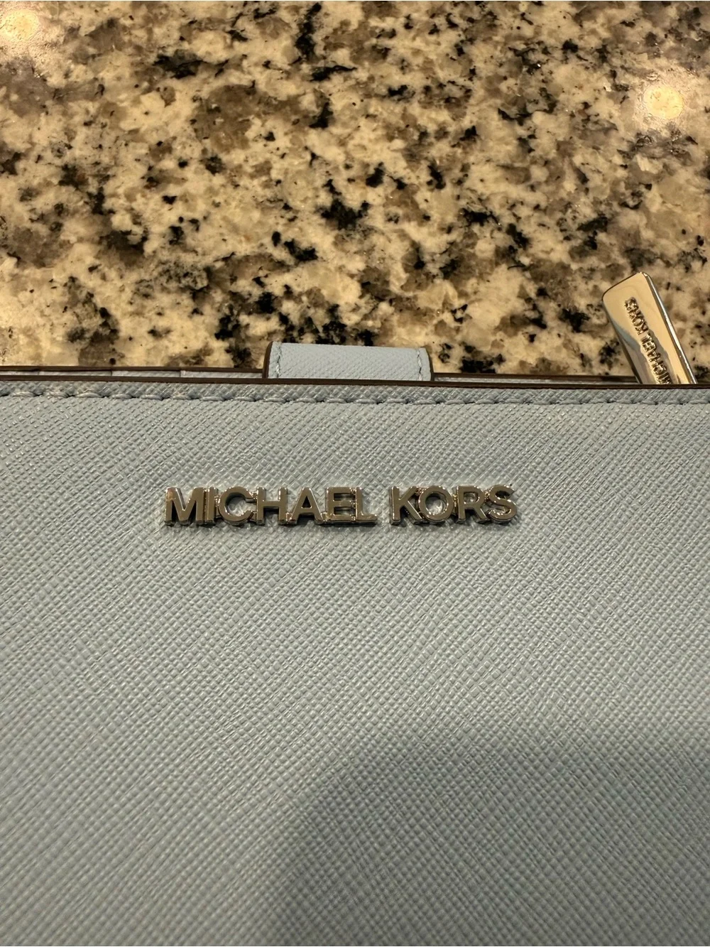 Michael Kors Pale Blue Wallet with Silver Logo